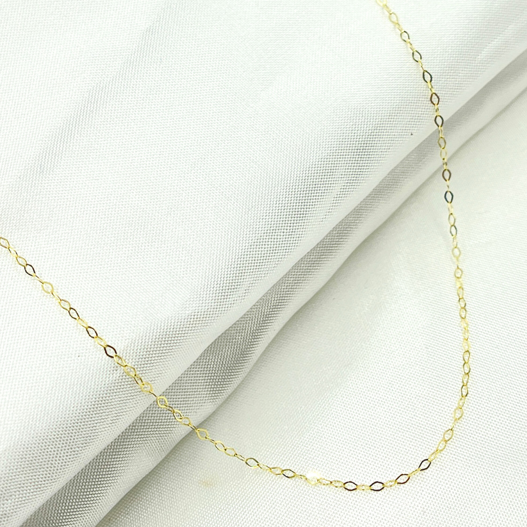 14k Solid Yellow Gold Flat Cable Chain. 018FLBL