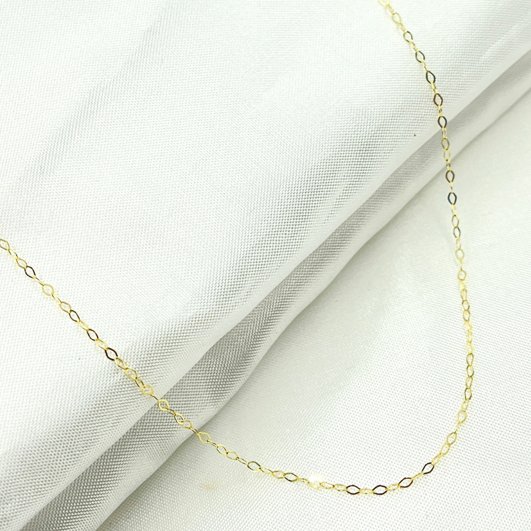 14k Solid Yellow Gold Flat Cable Chain