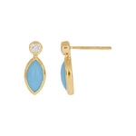 Load image into Gallery viewer, CE97070. 14K Solid Yellow Gold Diamond and Gemstone Marquise Stud Earring