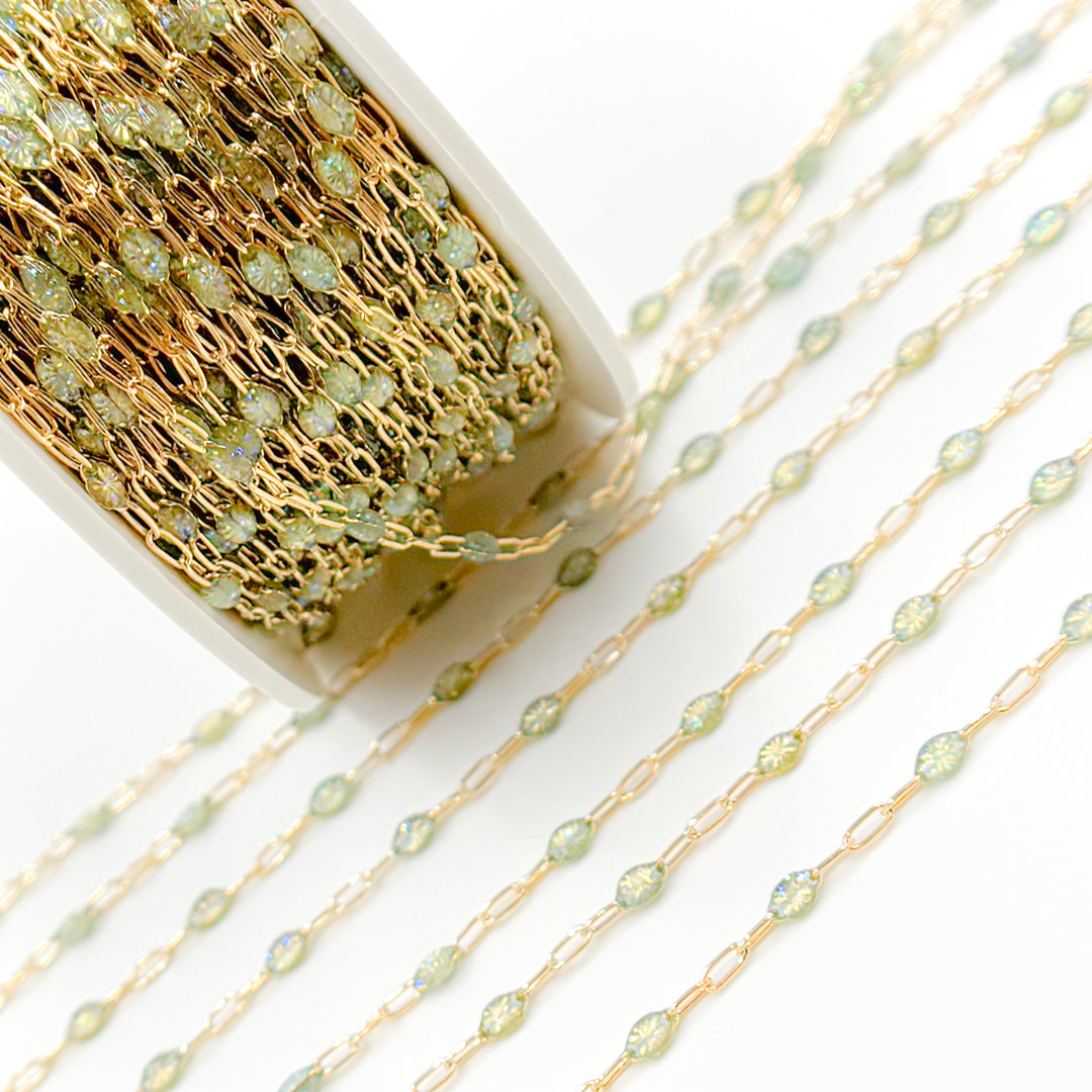 Buy Now Green Shade Color Opal Enamel Cable Chains
