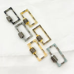 Load image into Gallery viewer, Buy Now Diamond Sterling Silver Rectangle Enamel Carabiner Clasps