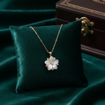 Load image into Gallery viewer, PFC32904PL. 14K Solid Gold Diamond Mother of Pearl Flower Necklace