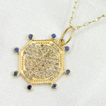Load image into Gallery viewer, GDP560. 14k Solid Gold Diamond and Gemstone Octagon Charm