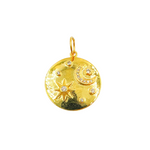 Load image into Gallery viewer, GDP279. 14K Solid Gold with Diamonds Circle Shape Charm with Moon and Star in the Center