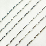 Load image into Gallery viewer, Oxidized 925 Sterling Silver Enamel White Color Cable Chain. V203WTOX
