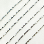 Load image into Gallery viewer, Oxidized Sterling Silver Enamel White Color Cable Chain
