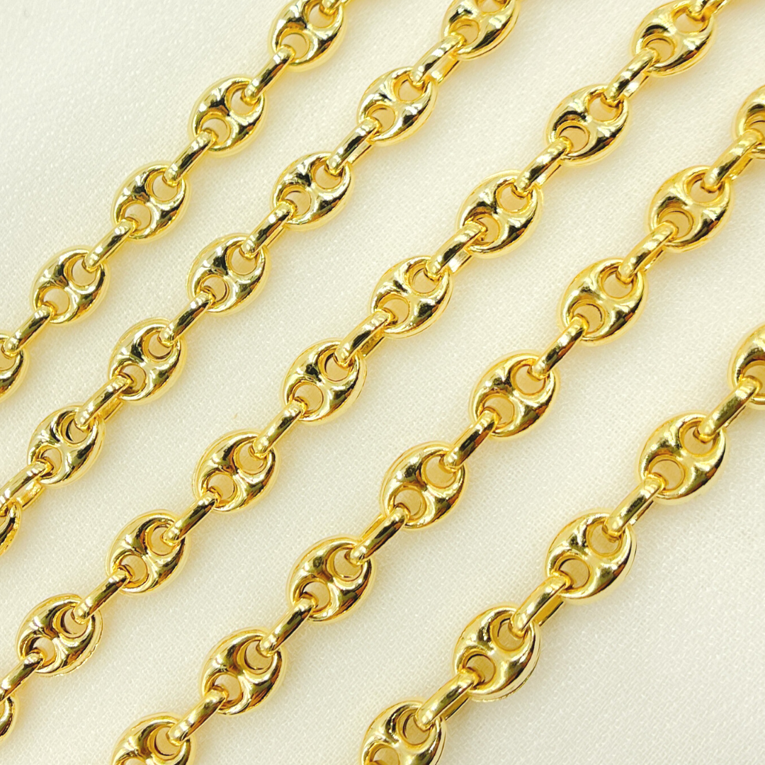 V24GP. Gold Plated Sterling Silver Puff Marina Link Chain
