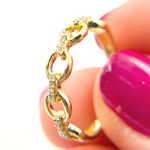 Load image into Gallery viewer, 14K Solid Gold Diamond Chain Ring.