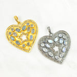 Load image into Gallery viewer, DP391. Diamond & Sterling Silver Heart Pendant with Gemstones and Star in the Center