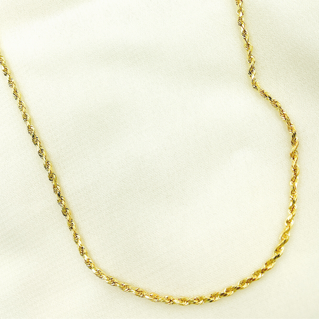 14K30. 14K Solid Gold Rope Necklace