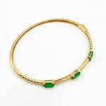 Load image into Gallery viewer, BNF68583EM. 14k Solid Gold Diamond and Emerald Bangle