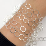 Load image into Gallery viewer, Shop Sterling Silver Flat Round Link Chains