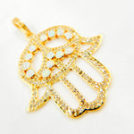 Load image into Gallery viewer, DP2005. Diamond Sterling Silver Hamsa Pendant with Gemstone