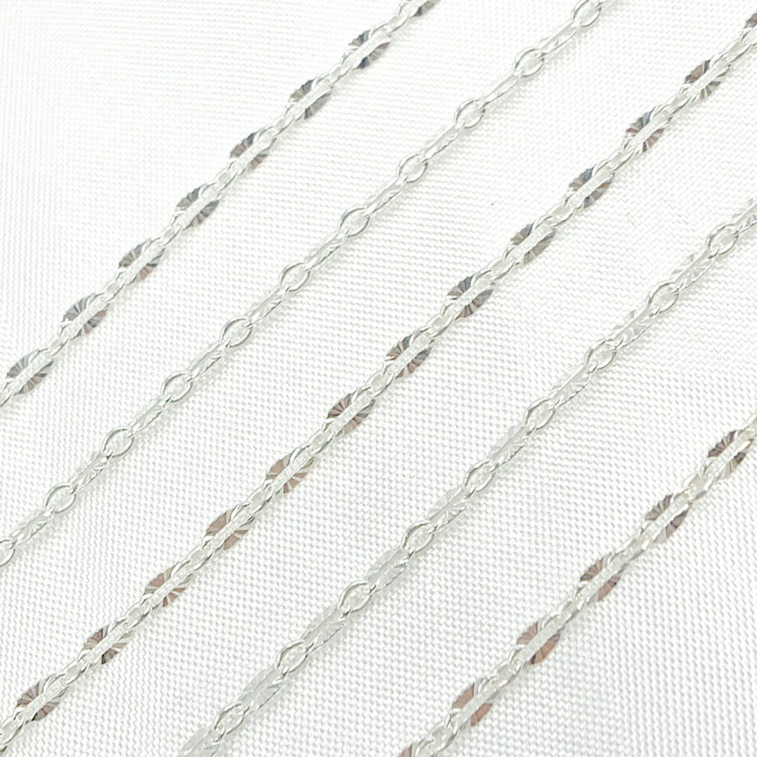 Sterling Silver Oval Diamond Cut Link Chains