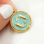 Load image into Gallery viewer, Diamond Sterling Silver Pisces Round Zodiac Enamel Pendant