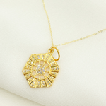 Load image into Gallery viewer, 14K Solid Gold Charm Hexagonal Pendant with Diamonds. GDP138