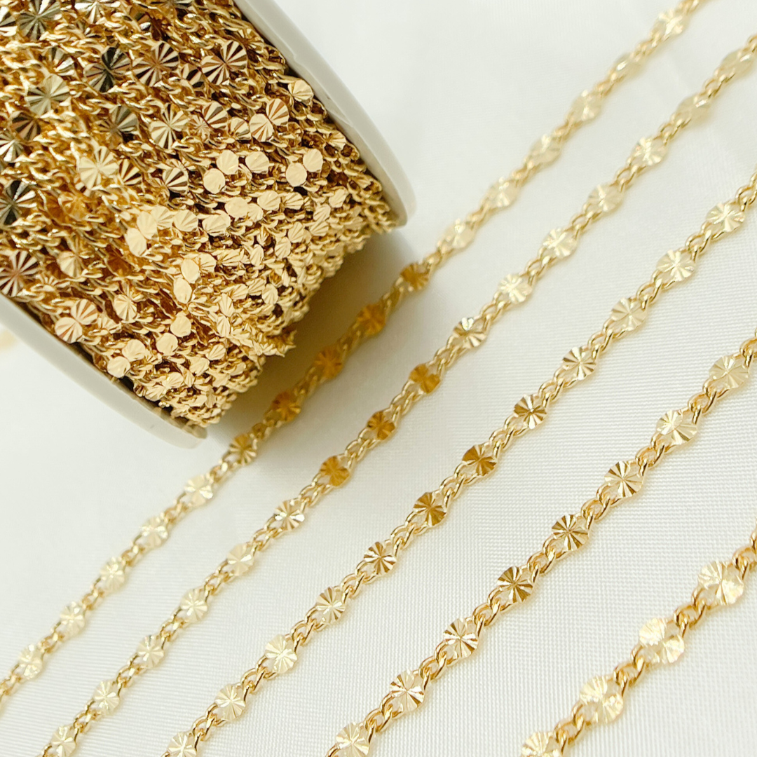 V212GF. 14k Gold Filled Curb & Diamond Cut Marina Link