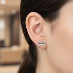 Load image into Gallery viewer, EFB53898. 14K Solid Gold Diamond and Turquoise Fancy Stud Earrings