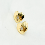 Load image into Gallery viewer, EFD52828. 14k Solid Gold Diamond Heart Stud Earrings