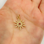 Load image into Gallery viewer, 14K Solid Gold Sun Pendant with Diamonds & Gemstone (Available in Ruby, Blue Sapphire). GDP360