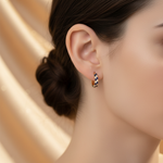 Load image into Gallery viewer, EHE56872. 14K Solid Gold Diamonds and Turquoise Hoops