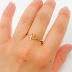 Load image into Gallery viewer, 14K Solid Gold Double Heart Diamond Ring