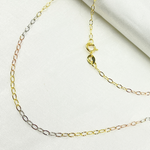 Load image into Gallery viewer, 14k Solid Tri-Color Gold Diamond Cut Oval Link Chain. 030FVBF223H
