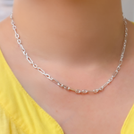 Load image into Gallery viewer, Shop Now Sterling Silver Diamond Cut Long and Short Link Necklace