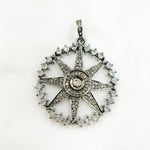 Load image into Gallery viewer, DSP065. Diamond Sterling Silver Round Star Pendant with Polki Diamond and Gemstone