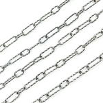 Load image into Gallery viewer, Sterling Silver Black Rhodium Diamond Cut Paper Clip Chains