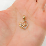 Load image into Gallery viewer, EJP1524. 14K Solid Gold Diamond Heart Charm with Small Heart and Diamonds in the Center