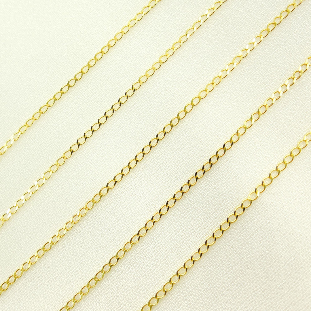 14K Solid Yellow Gold Curb Link Chain