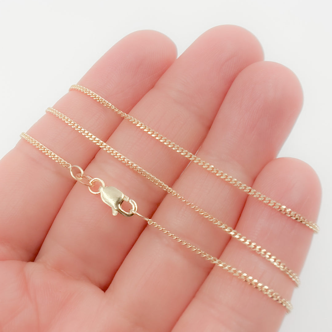 14K Solid Gold Flat Curb Chain