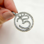 Load image into Gallery viewer, DP031. Diamond Sterling Silver OM Symbol Round Pendant