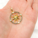 Load image into Gallery viewer, Diamond Sterling Silver Round Star Pendant with Gemstone