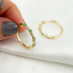 Load image into Gallery viewer, EHD56614EM. 14k Solid Gold Diamond and Emerald Hoops