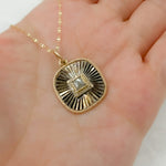 Load image into Gallery viewer, KSG63. 14k Solid Gold and Sterling Silver Black Rhodium Diamond Square Charm