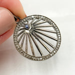 Load image into Gallery viewer, Sterling Silver Round Fancy Pendant with Gemstone