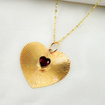 Load image into Gallery viewer, CGDP51. 14K Solid Gold Heart Charm with Stone in the Center