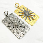 Load image into Gallery viewer, DP273. Diamond & Sterling Silver Rectangle Flower Pendant