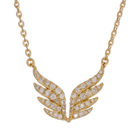 Load image into Gallery viewer, Solid Gold Diamond Wings Necklace