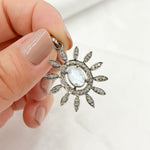 Load image into Gallery viewer, DP193. Diamond & Sterling Silver Flower Pendant with Gemstone