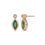Load image into Gallery viewer, CE97070. 14K Solid Yellow Gold Diamond and Gemstone Marquise Stud Earring