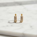 Load image into Gallery viewer, EHJ57409. 14K Solid Yellow Gold Diamond Hoop Earrings