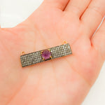 Load image into Gallery viewer, DC10. Silver Diamond and Gemstone Rectangle Connector