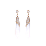Load image into Gallery viewer, Gold Diamond and Pearl Dangle Drop Earrings