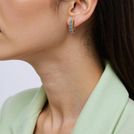 Load image into Gallery viewer, shop 14K Solid Gold Turquoise Hoops