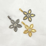 Load image into Gallery viewer, DP282. Diamond Sterling Silver Flower Pendant with Polki Diamond