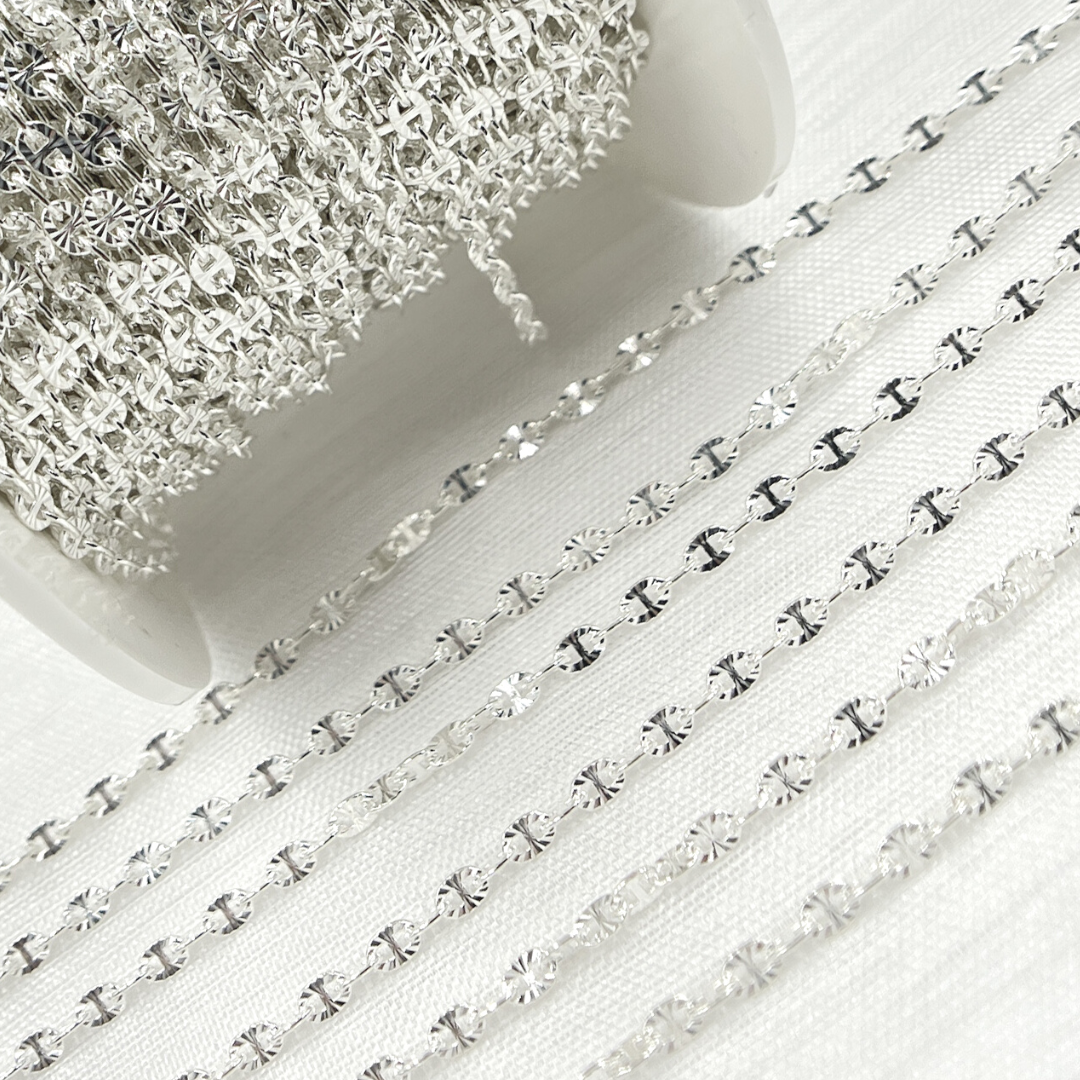 V91SS. Sterling Silver Diamond Cut Marina Chain