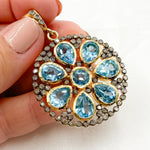 Load image into Gallery viewer, DSP016. Diamond Sterling Silver Round Flower Pendant with Gemstone